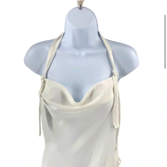 Amanda Uprichard | Maxwell Halterneck Asymmetrical Mini Dress in Ivory Size M - Picture 5 of 12